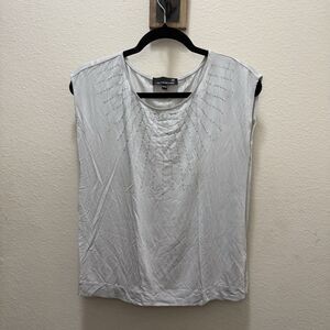 Laura Petites Women’s Top Blouse Gray Size XS Sleeveless With Sequin Detail
